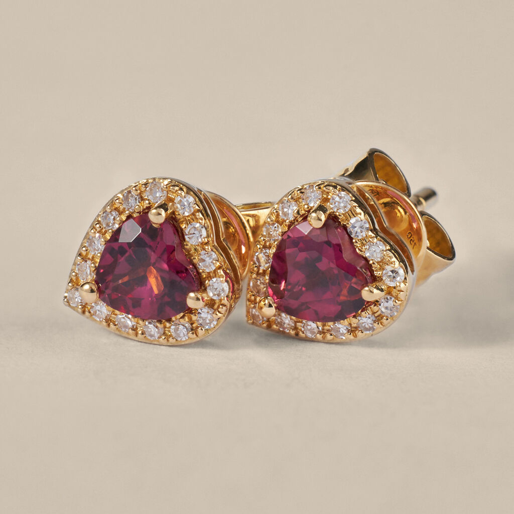 Orecchini Lobo Jasmine Oro Giallo Rodolite Diamante - Orecchini a Lobo Donna | Stroili