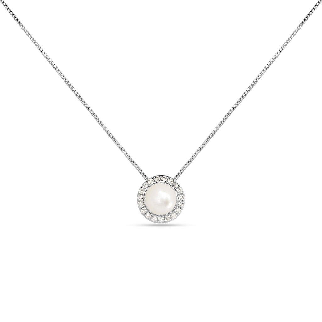 Collana Gabrielle Precious Oro Bianco Perla D'Acqua Dolce Diamante