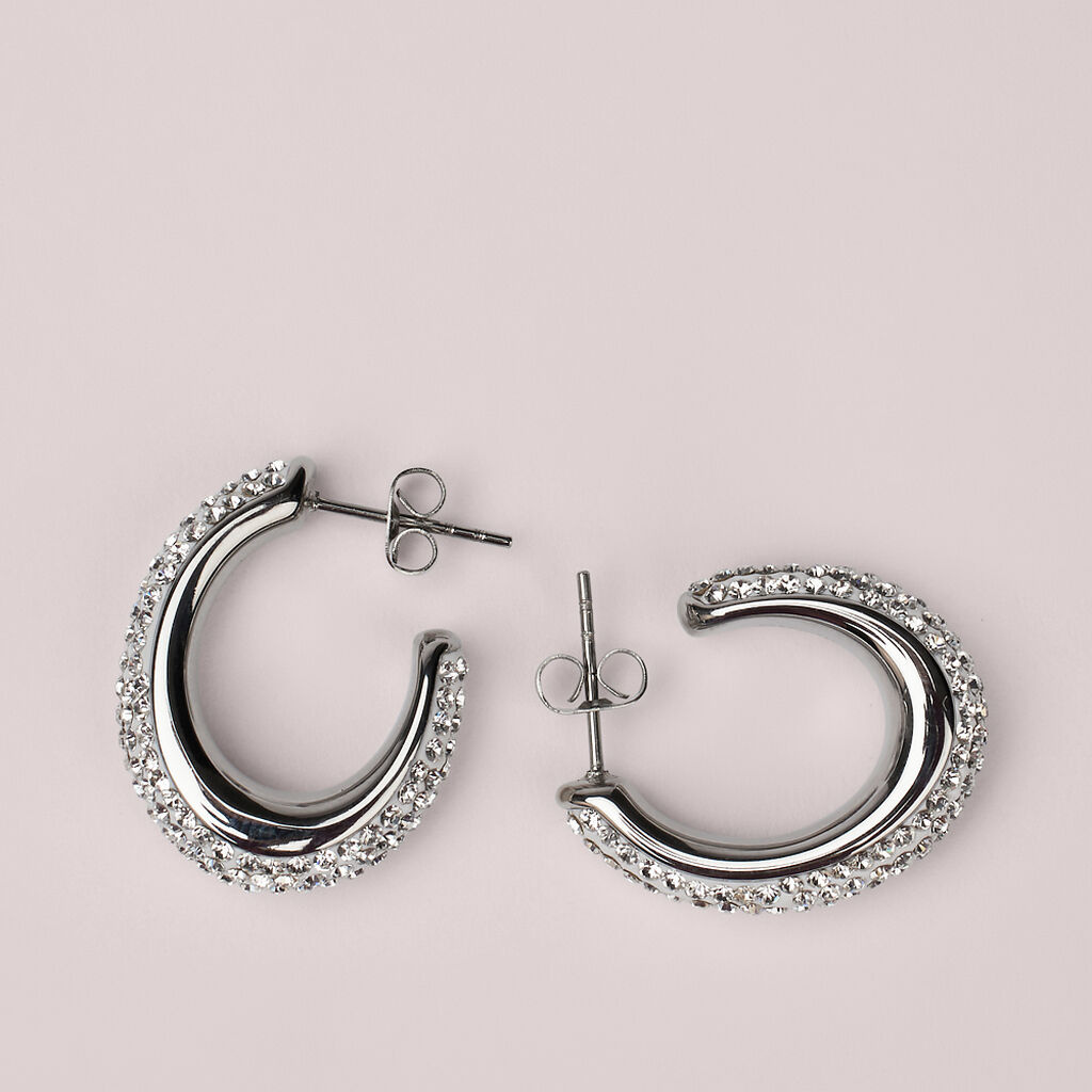 Orecchini A Cerchio Aura Acciaio Cristallo