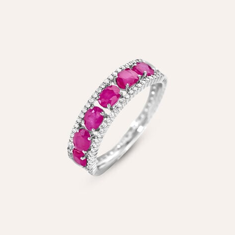 Anello Fascia Charlotte Oro Bianco Rubino Diamante - Anelli con Pietre Donna | Stroili