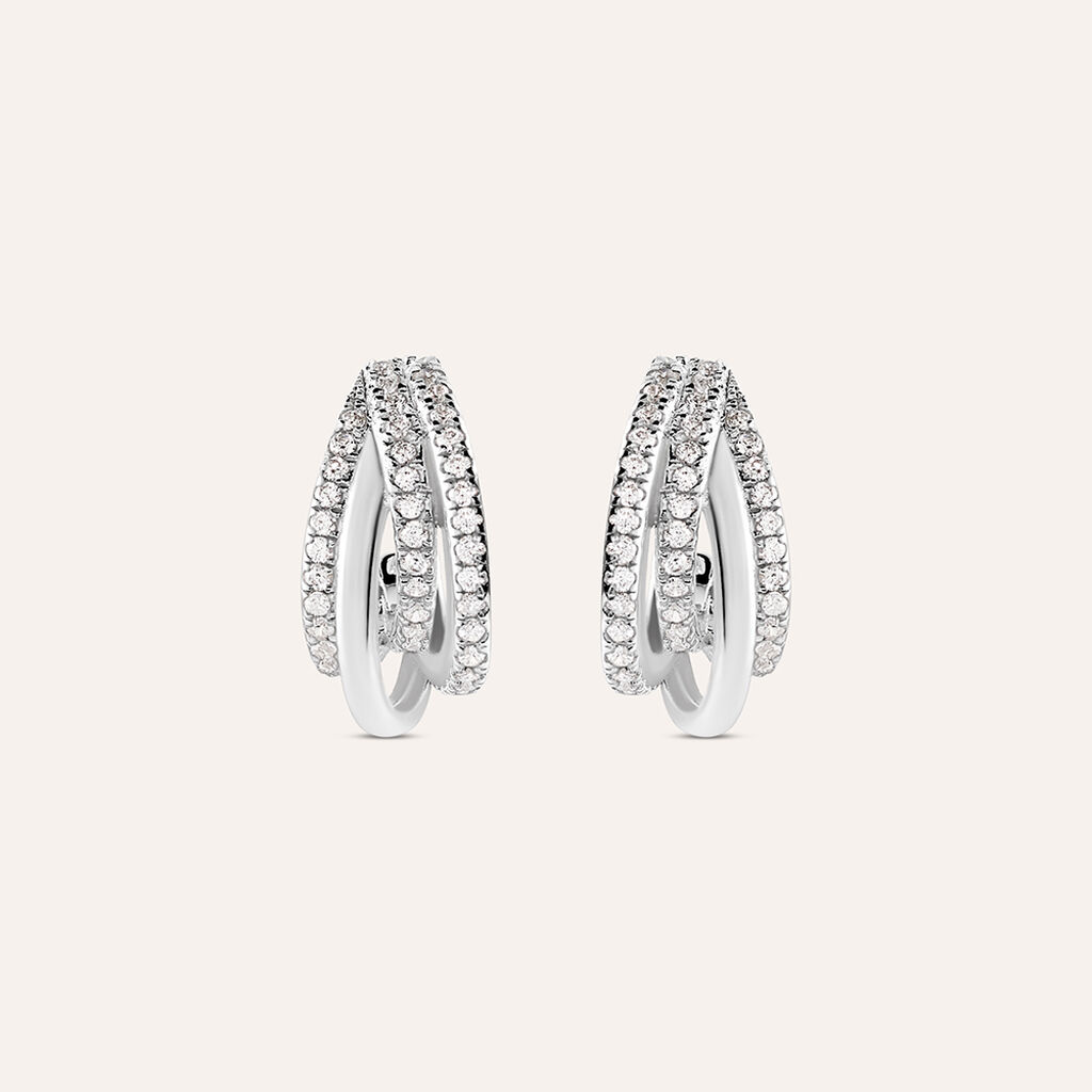 Orecchini A Cerchio Silver Shine Argento Rodiato Cubic Zirconia