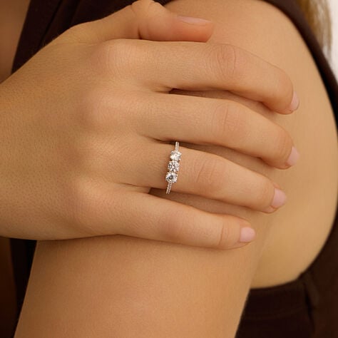 Anello Trilogy Claire Oro Bianco Cubic Zirconia - Anelli con Pietre Donna | Stroili