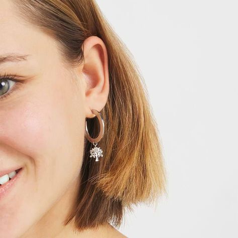 Orecchini A Cerchio Lady Message Acciaio Cristallo - Orecchini a Cerchio Donna | Stroili