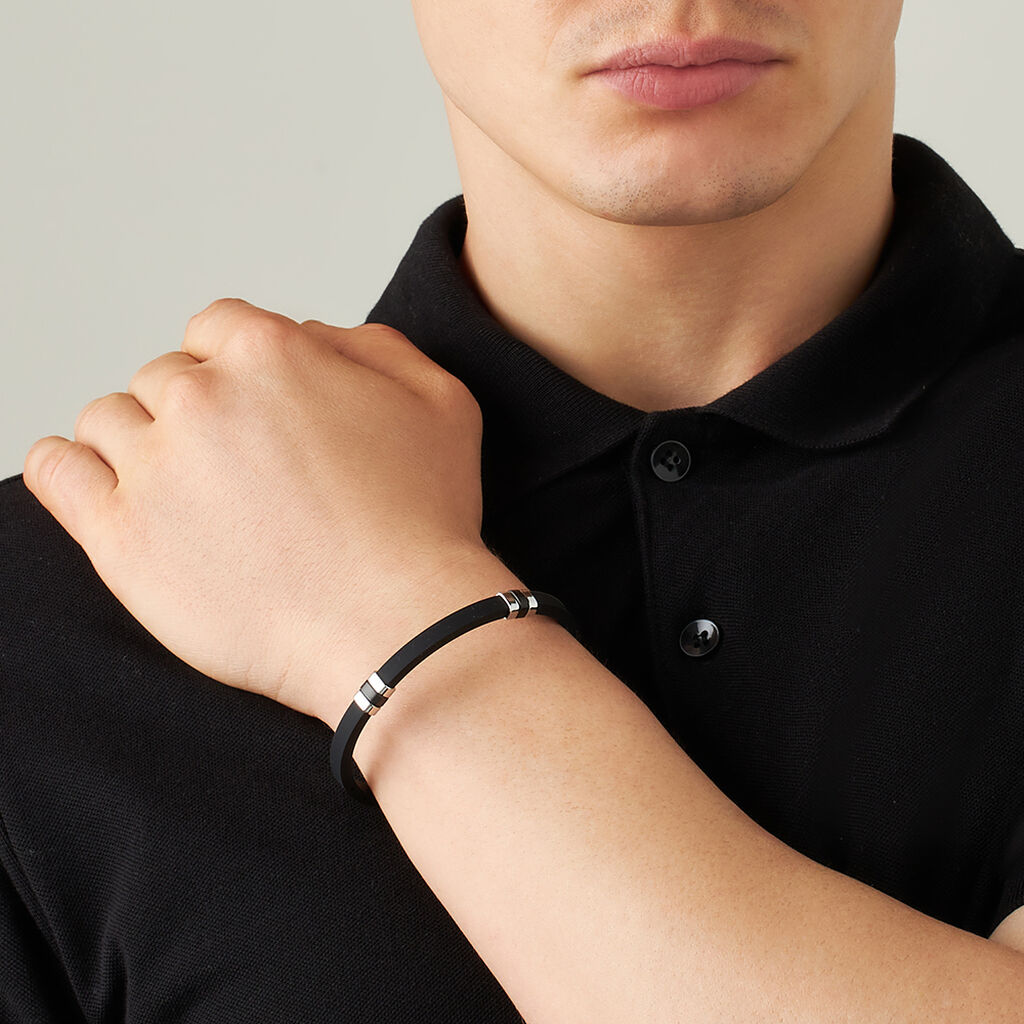 Bracciale Man Code Acciaio Bicolore Bianco / Nero - Bracciali Uomo | Stroili