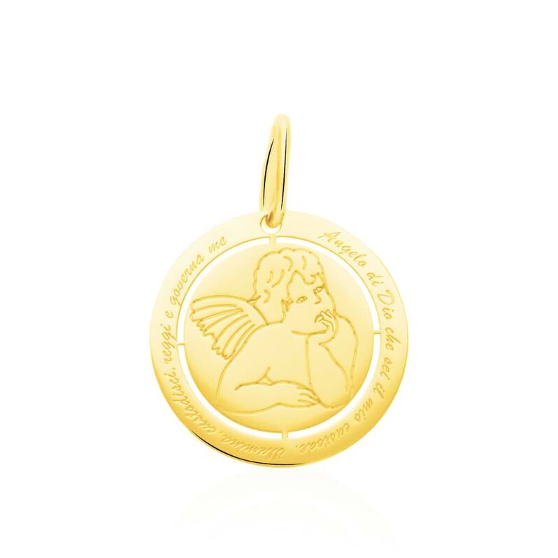 Ciondolo con angioletto e preghiera in oro giallo - Ciondoli Unisex | Stroili