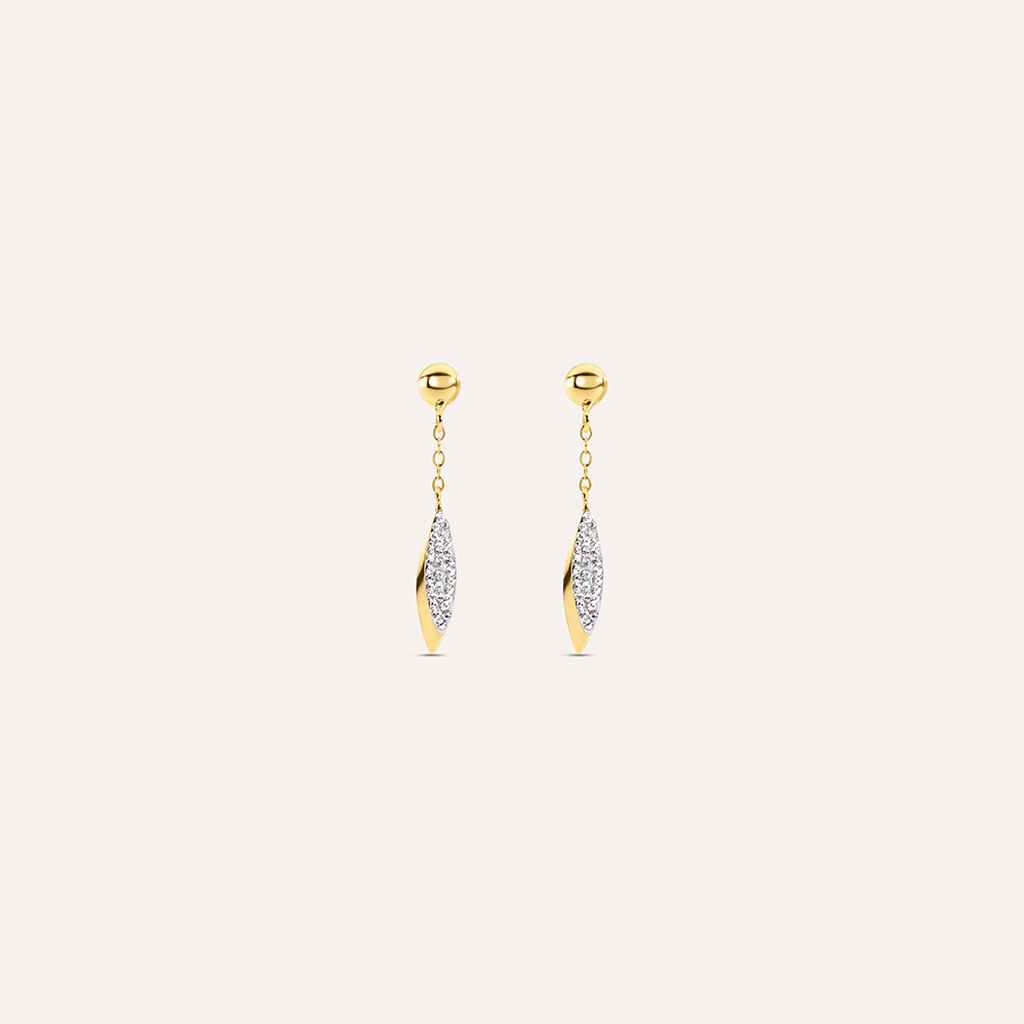 Orecchini Pendenti Crystal Gold Oro Giallo Cristallo