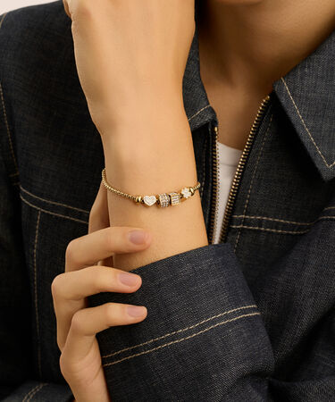 Bead Essential Code Acciaio Dorato Cristallo
