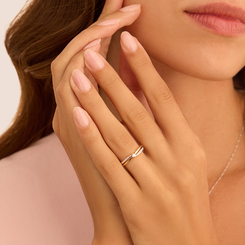 Anello Solitario Sophia Oro Bicolore Diamante - Anelli con Pietre Donna | Stroili