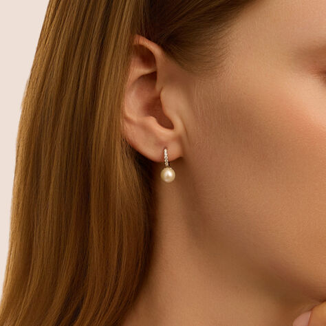 Orecchini Lobo Monachella Gabrielle Oro Bianco Perla D'Acqua Dolce Cubic Zirconia - Orecchini a Lobo Donna | Stroili