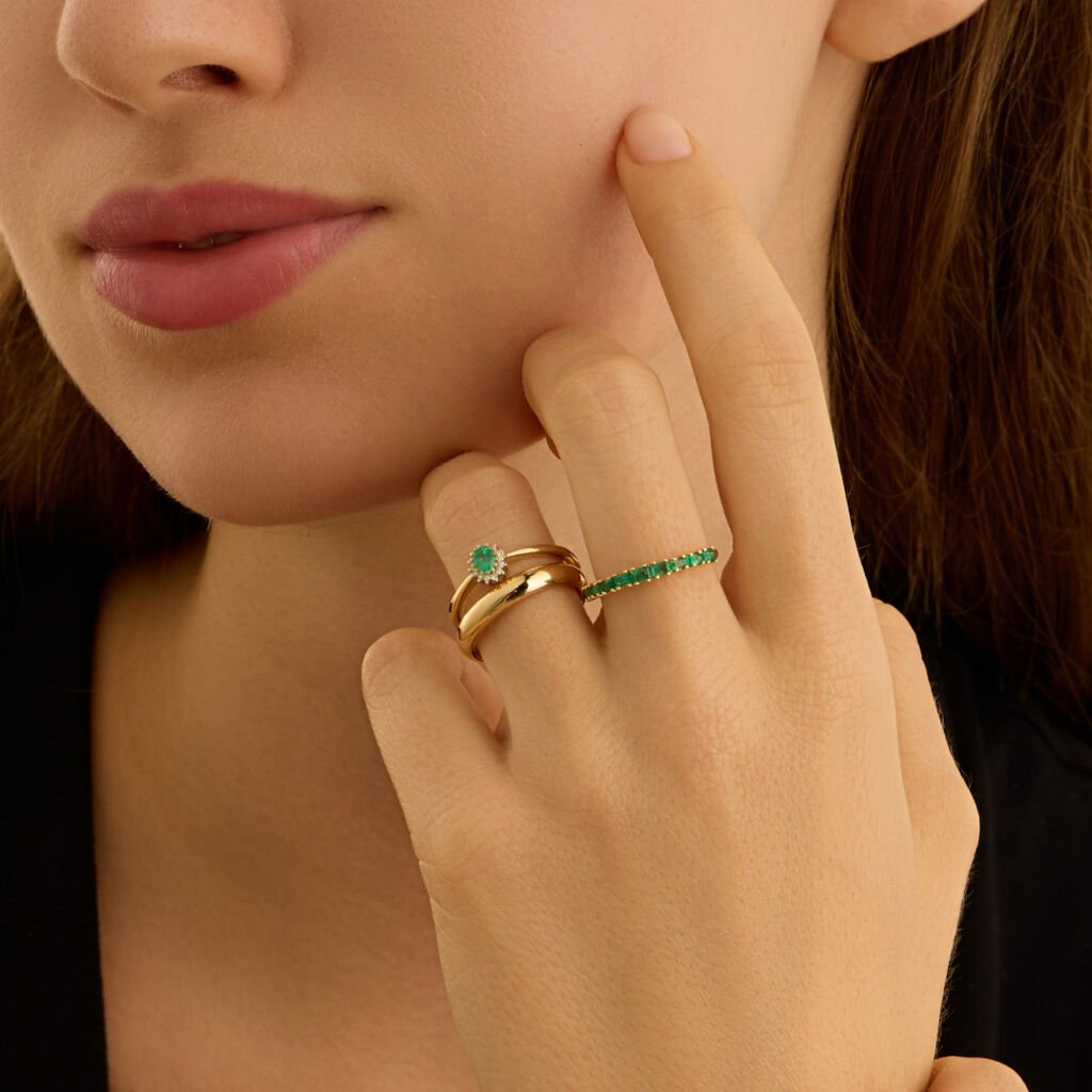 Anello Riviere Charlotte Oro Giallo Smeraldo