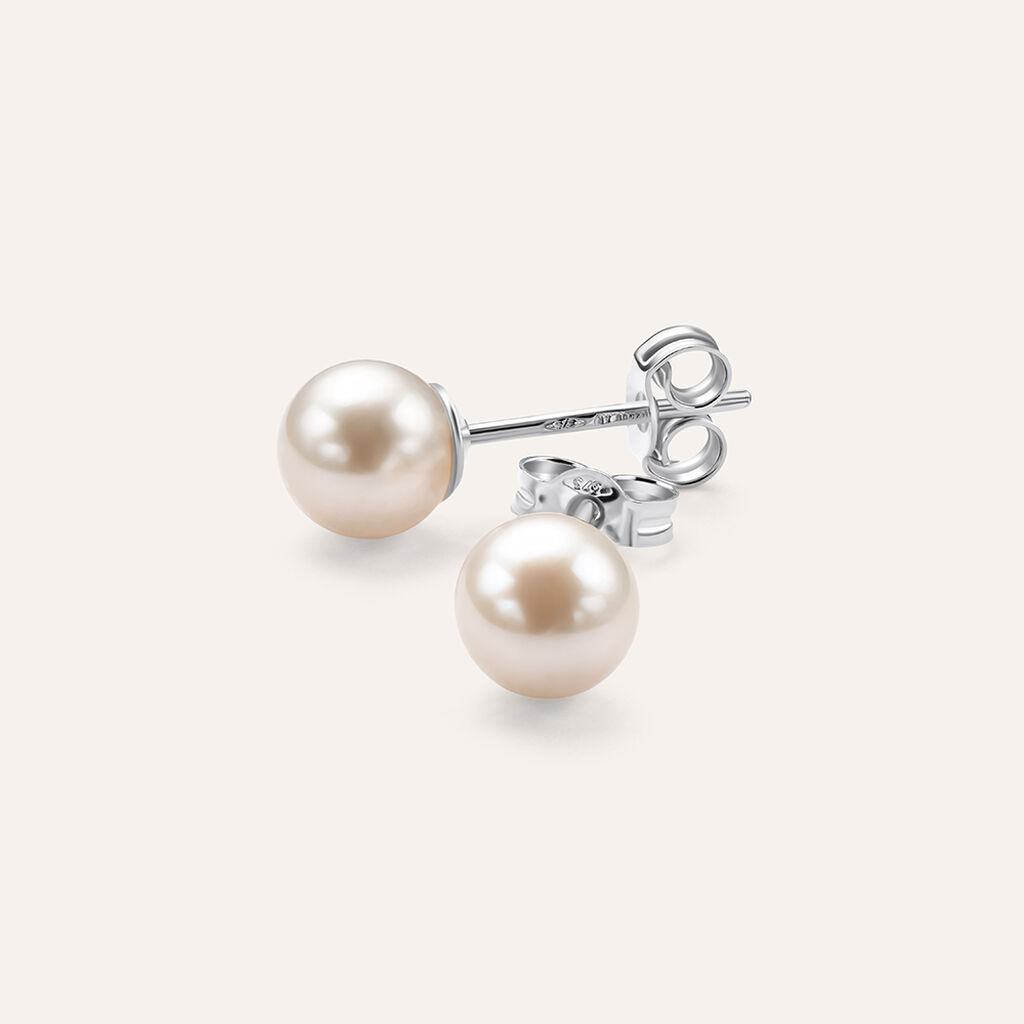 Orecchini Lobo Gabrielle Oro Bianco Perla D'Acqua Dolce - Orecchini a Lobo Donna | Stroili