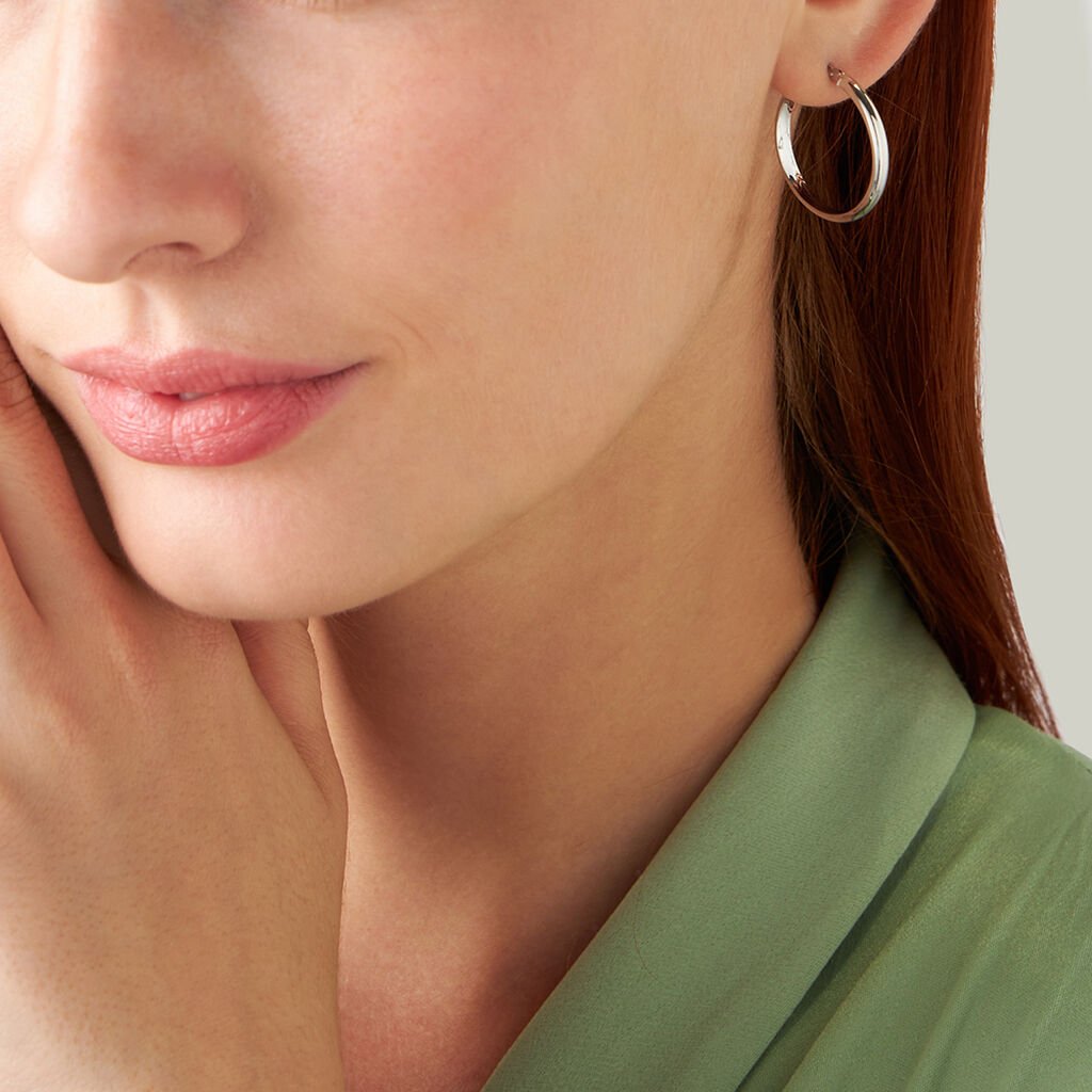 Orecchini A Cerchio Toujours Oro Bianco - Orecchini a Cerchio Donna | Stroili