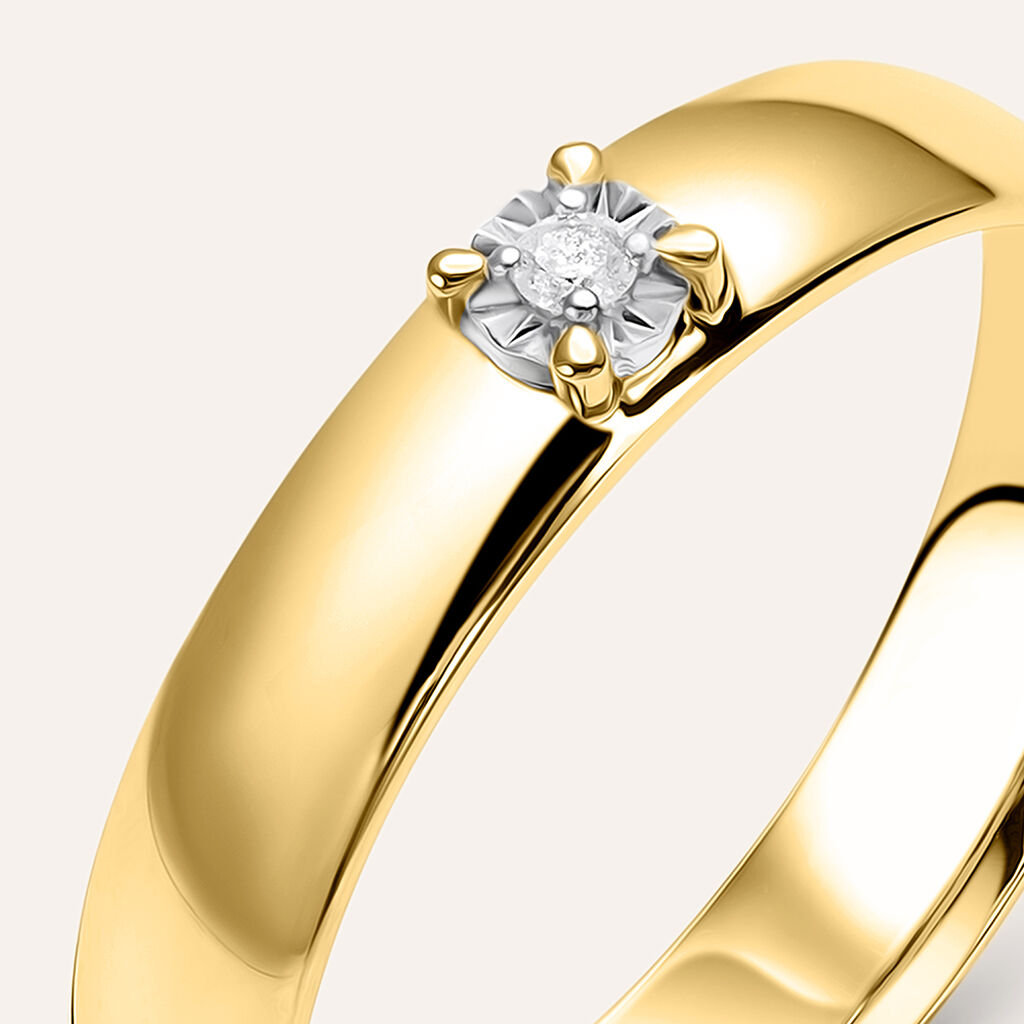 Fede Comoda 4 mm Oro Giallo Diamante - Anelli con Incisione Donna | Stroili