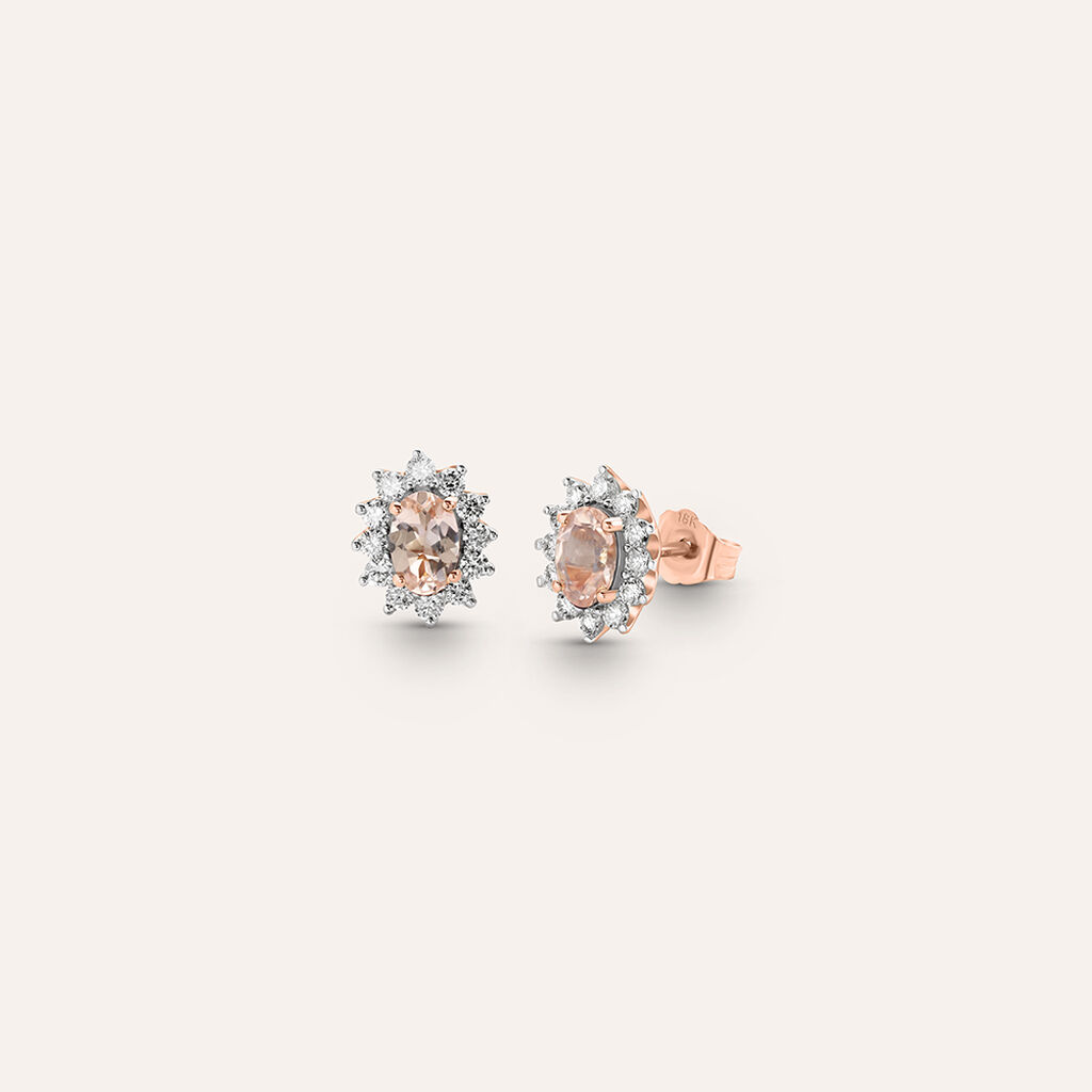 Orecchini Lobo Jasmine Oro Rosa Morganite Diamante - Orecchini a Lobo Donna | Stroili