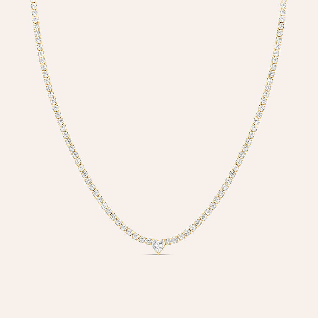 Collana Aura Acciaio Dorato Cristallo