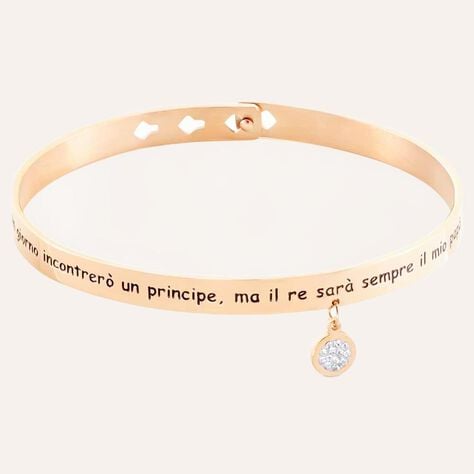 Bangle Lady Message Acciaio Rosato Family e Cristalli - Bracciali Donna | Stroili