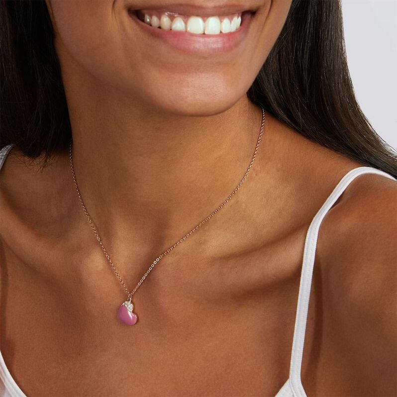 Infinite U Collana Con Ciondolo Cuori Intrecciati – Argento 925, Zirconi, Catena Regolabile 41+4 Cm, Colore Oro Rosa, Regalo Donna