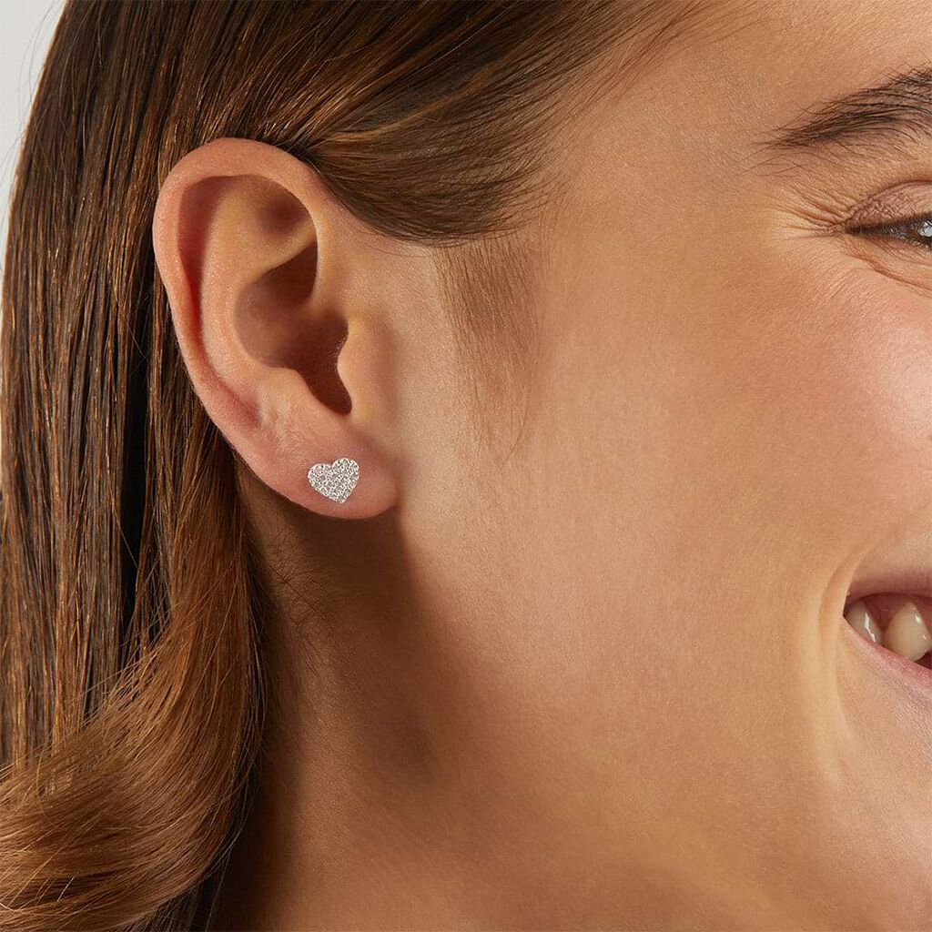 Orecchini Lobo Claire Oro Bianco Cubic Zirconia - Orecchini a Lobo Donna | Stroili