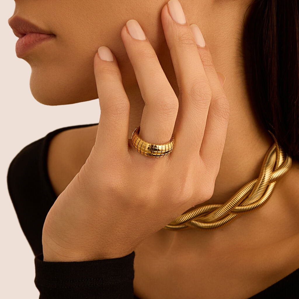 Anello Fascia Radiance Acciaio Dorato