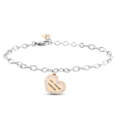 Bracciale Lady Message Acciaio Bicolore Love e Cristalli
