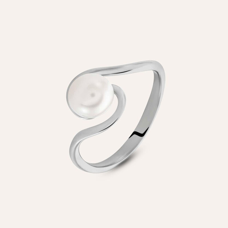 Anello Solitario Gabrielle Oro Bianco Perla D'Acqua Dolce - Anelli Vintage Donna | Stroili