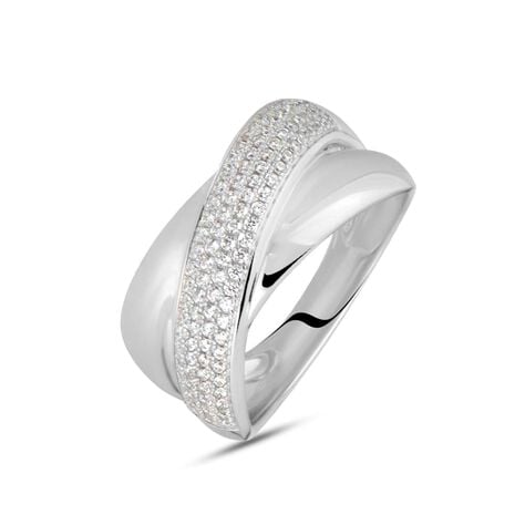 Anello Fascia Claire Oro Bianco Cubic Zirconia - Anelli a Fascia Larga Donna | Stroili