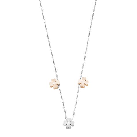 Girocollo quadrifogli in acciaio bicolore e cristalli - Collane Donna | Stroili