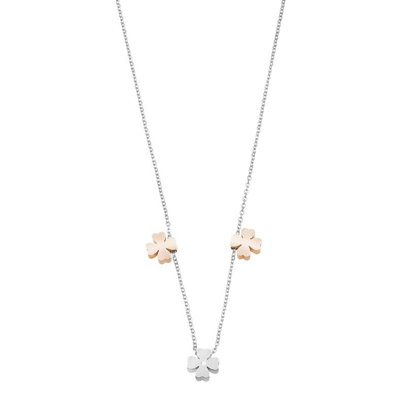 Girocollo quadrifogli in acciaio bicolore e cristalli - Collane Donna | Stroili