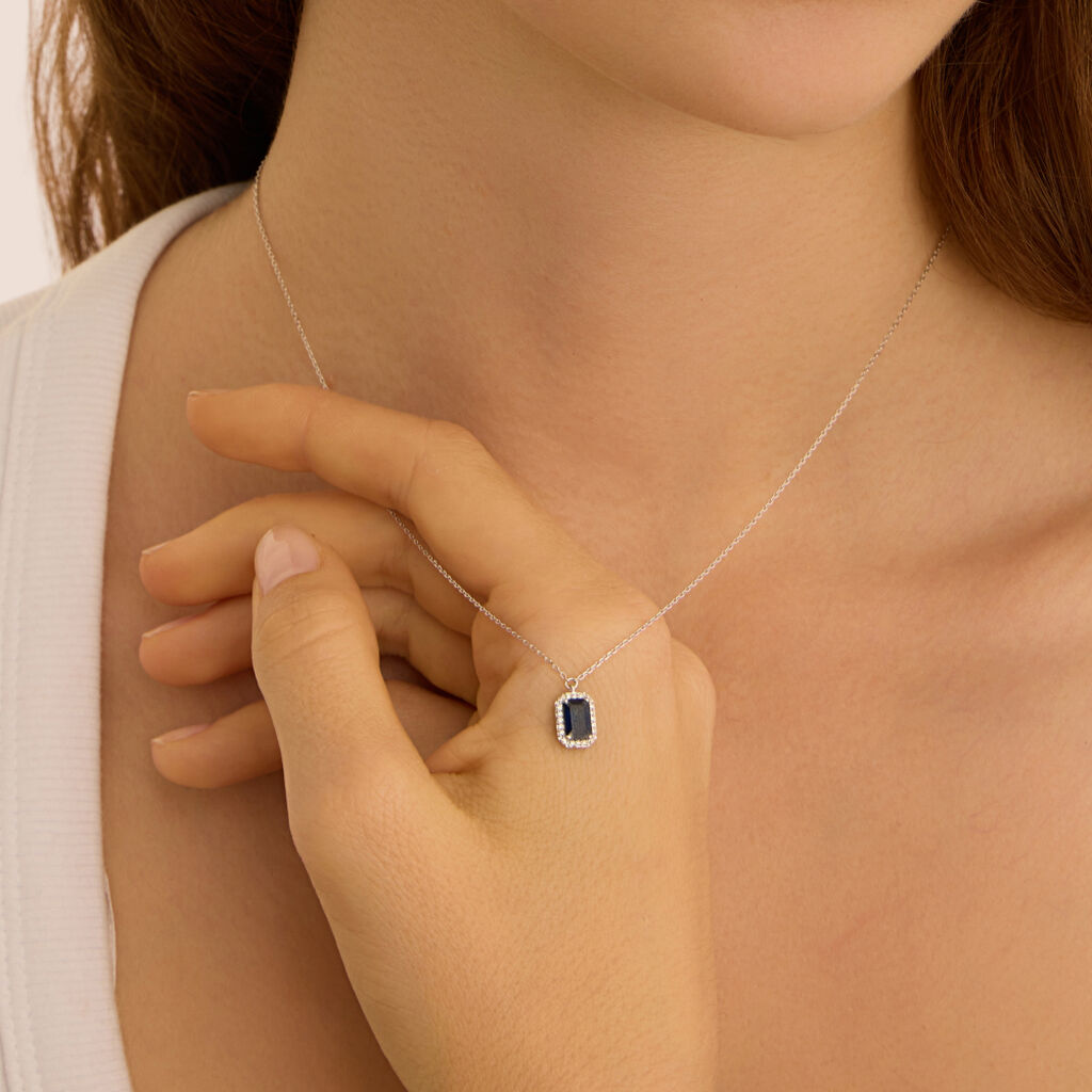 Collana Charlotte Oro Bianco Zaffiro Diamante