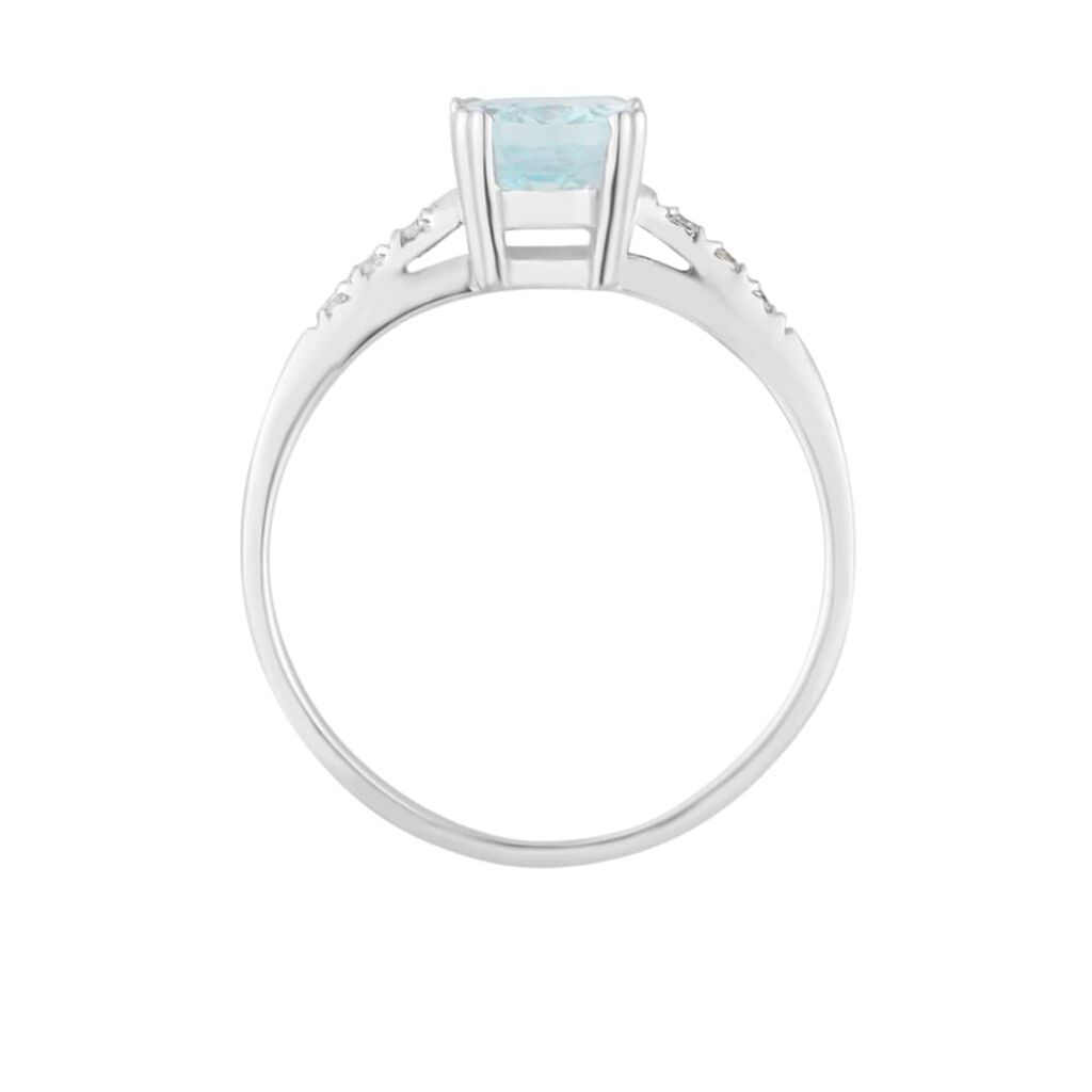 Anello Solitario Acquamarina Oro Bianco Acquamarina Diamante