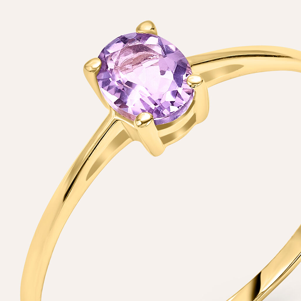 Anello Solitario Am&eacute;lie Oro Giallo Ametista