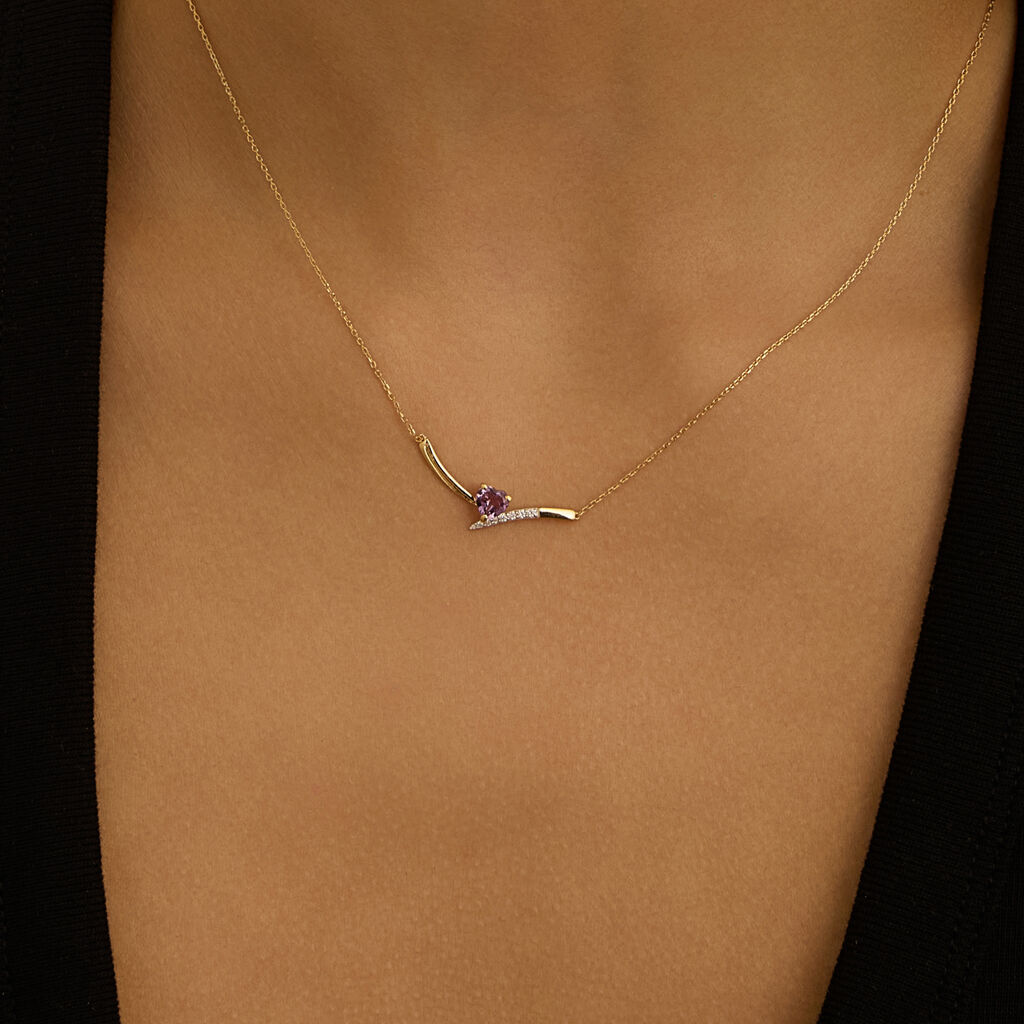 Collana Amélie Oro Giallo Ametista Cubic Zirconia