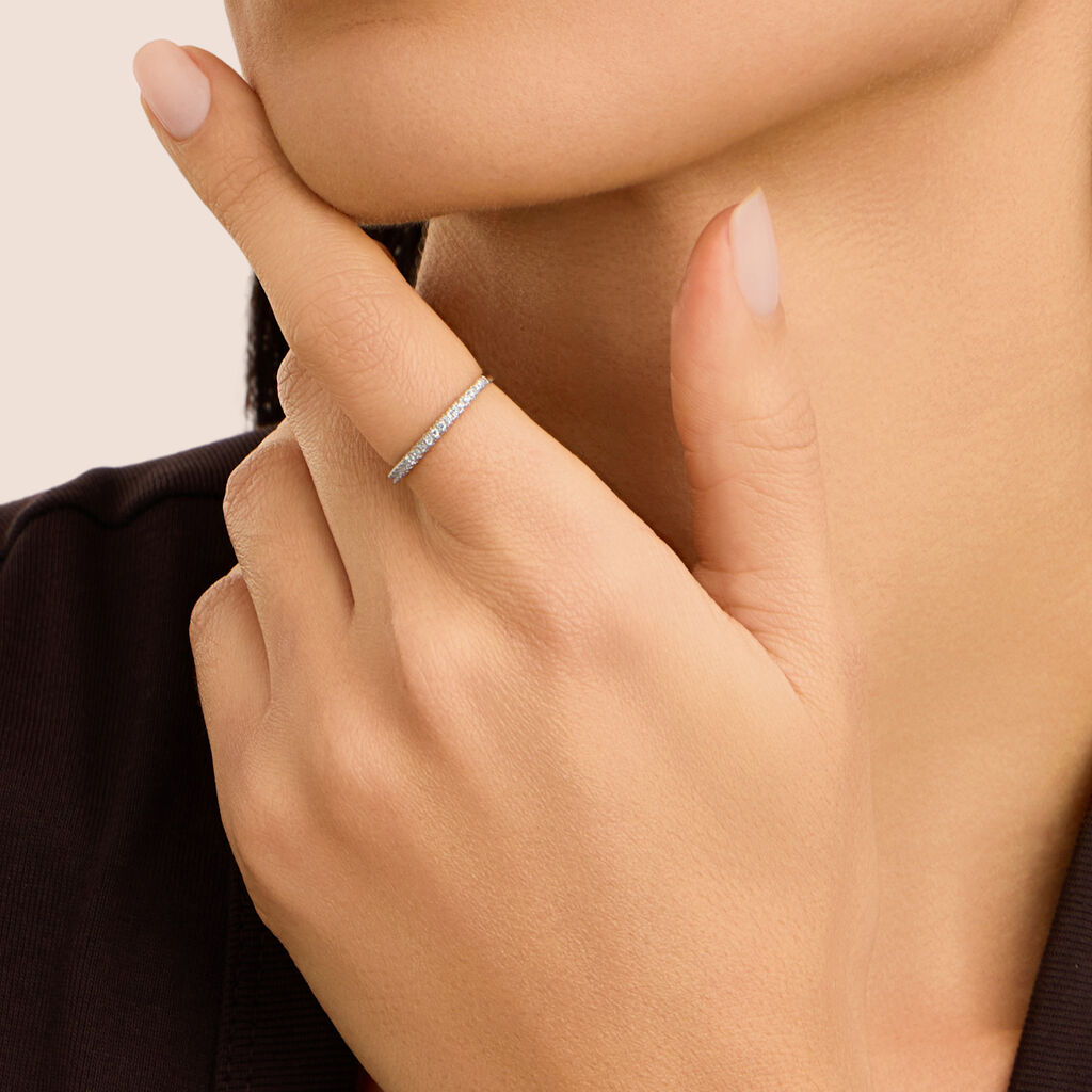 Anello Semi-eternity Silver Elegance Argento Rodiato Cubic Zirconia - Anelli con Pietre Donna | Stroili