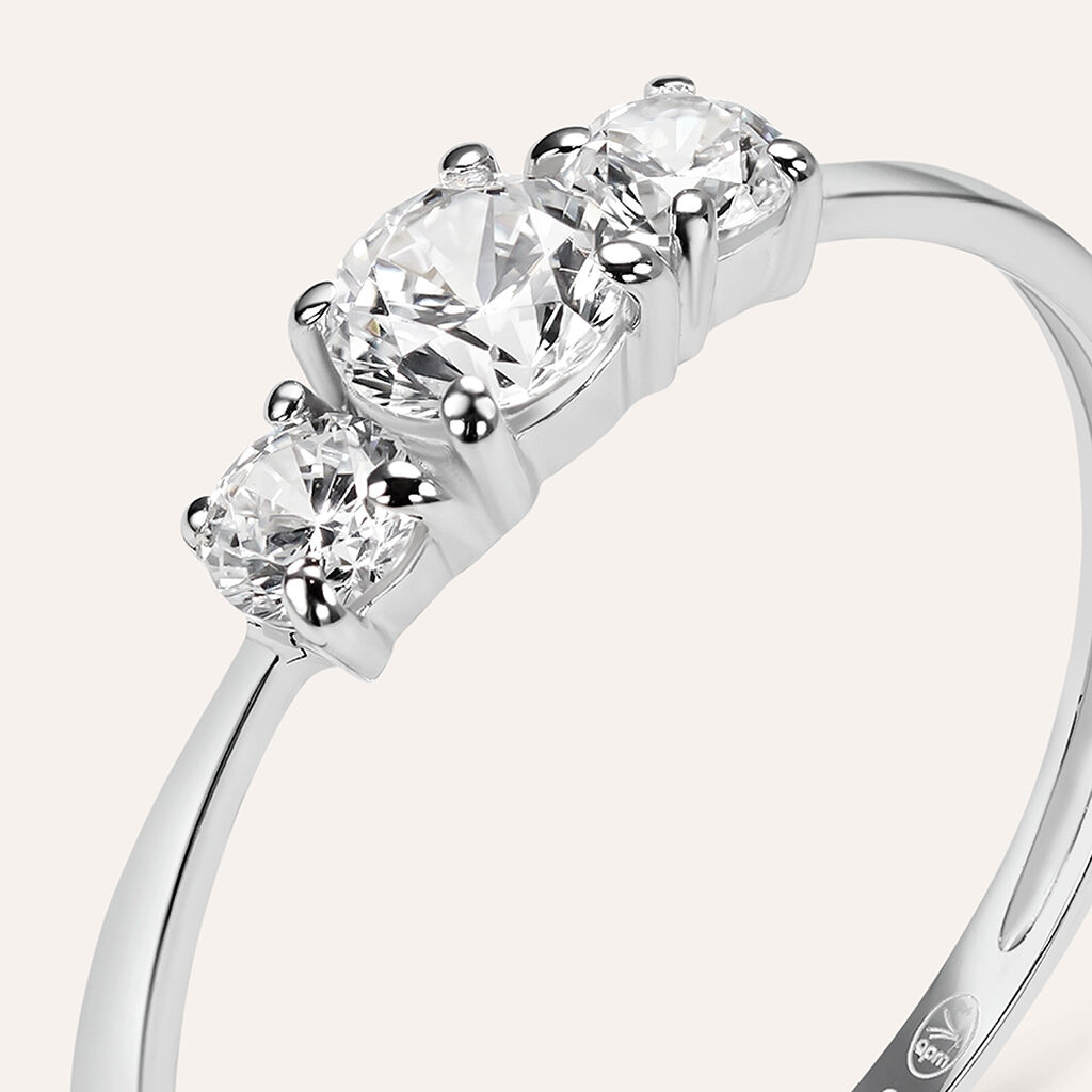 Anello Trilogy Claire Oro Bianco Cubic Zirconia - Anelli con Pietre Donna | Stroili