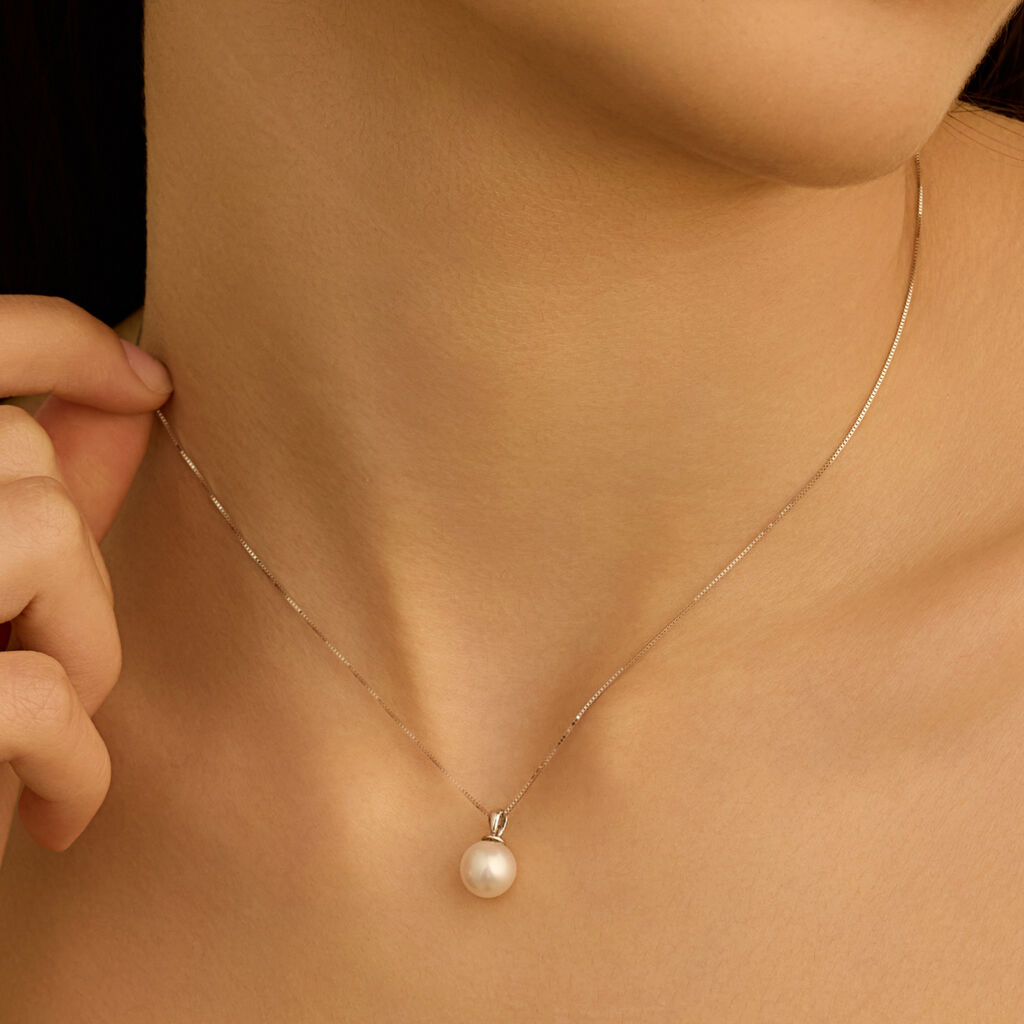 Collana Gabrielle Oro Bianco Perla Akoya