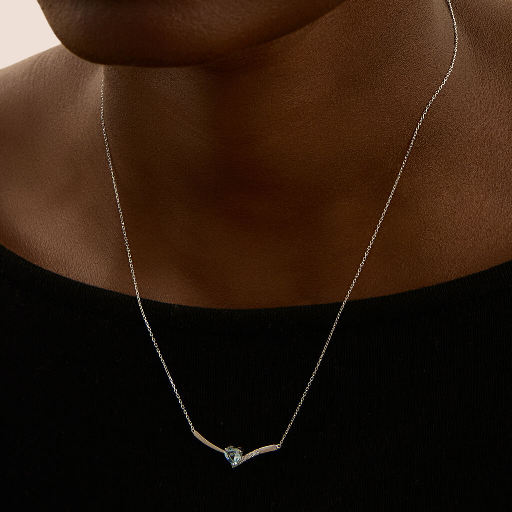 Collana Punto Luce Amélie Oro Bianco Topazio Cubic Zirconia