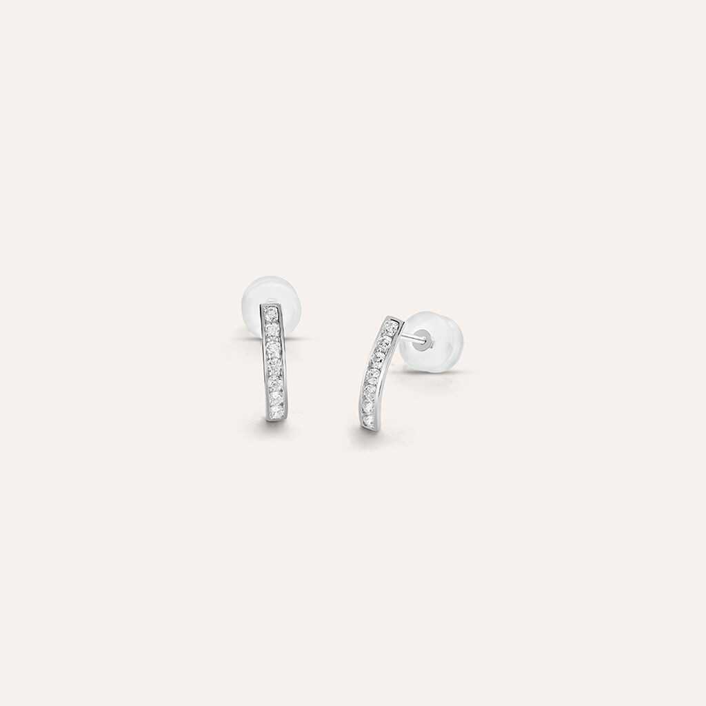 Orecchini Lobo Bon Ton Oro Bianco Cubic Zirconia - Orecchini a Lobo Donna | Stroili