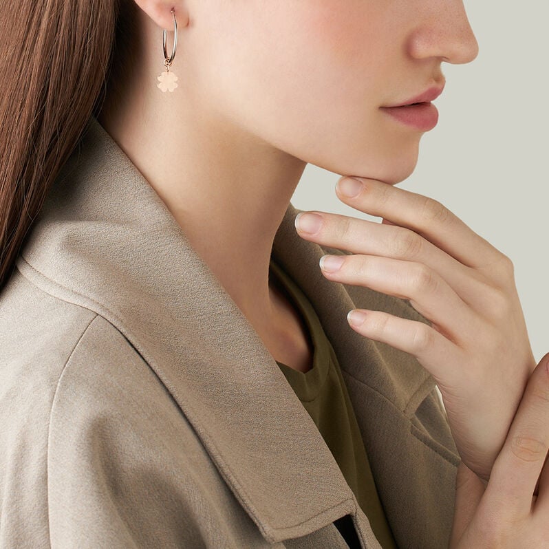 Orecchini A Cerchio Silver Collection Argento Bicolore Bianco / Rosa - Orecchini a Cerchio Donna | Stroili