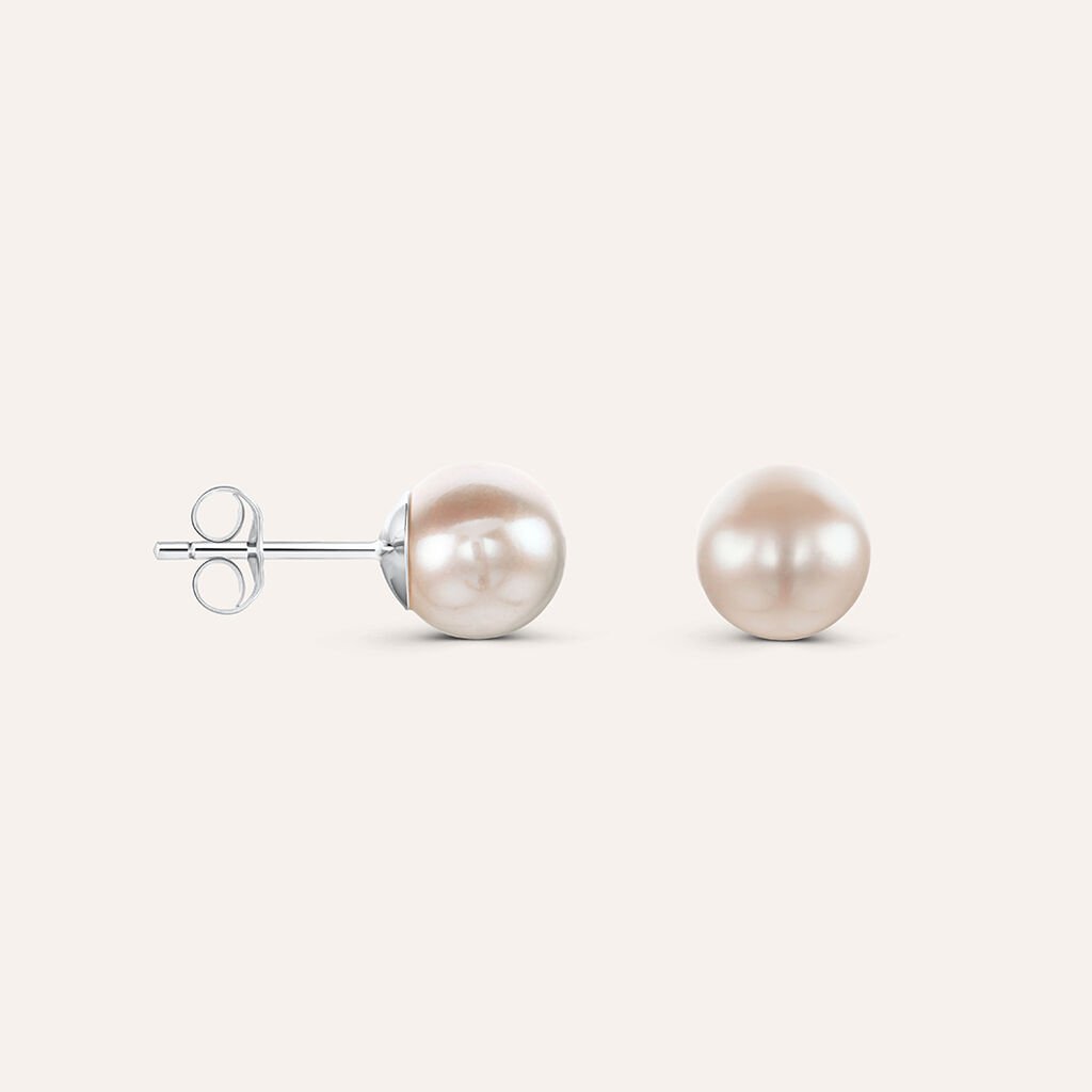 Orecchini Lobo Gabrielle Oro Bianco Perla D'Acqua Dolce - Orecchini a Lobo Donna | Stroili