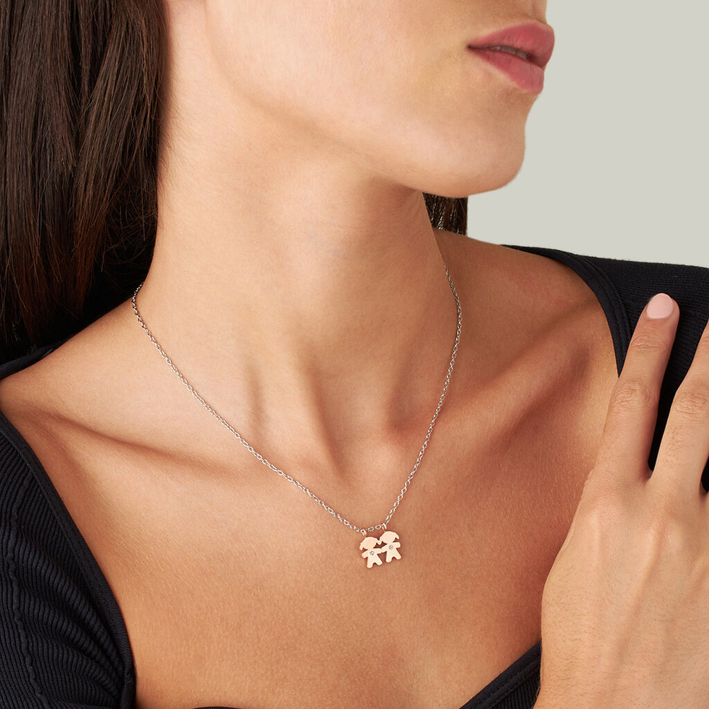 Collana Lady Chic Acciaio Bicolore Bianco / Rosa Cristallo - Collane Donna | Stroili