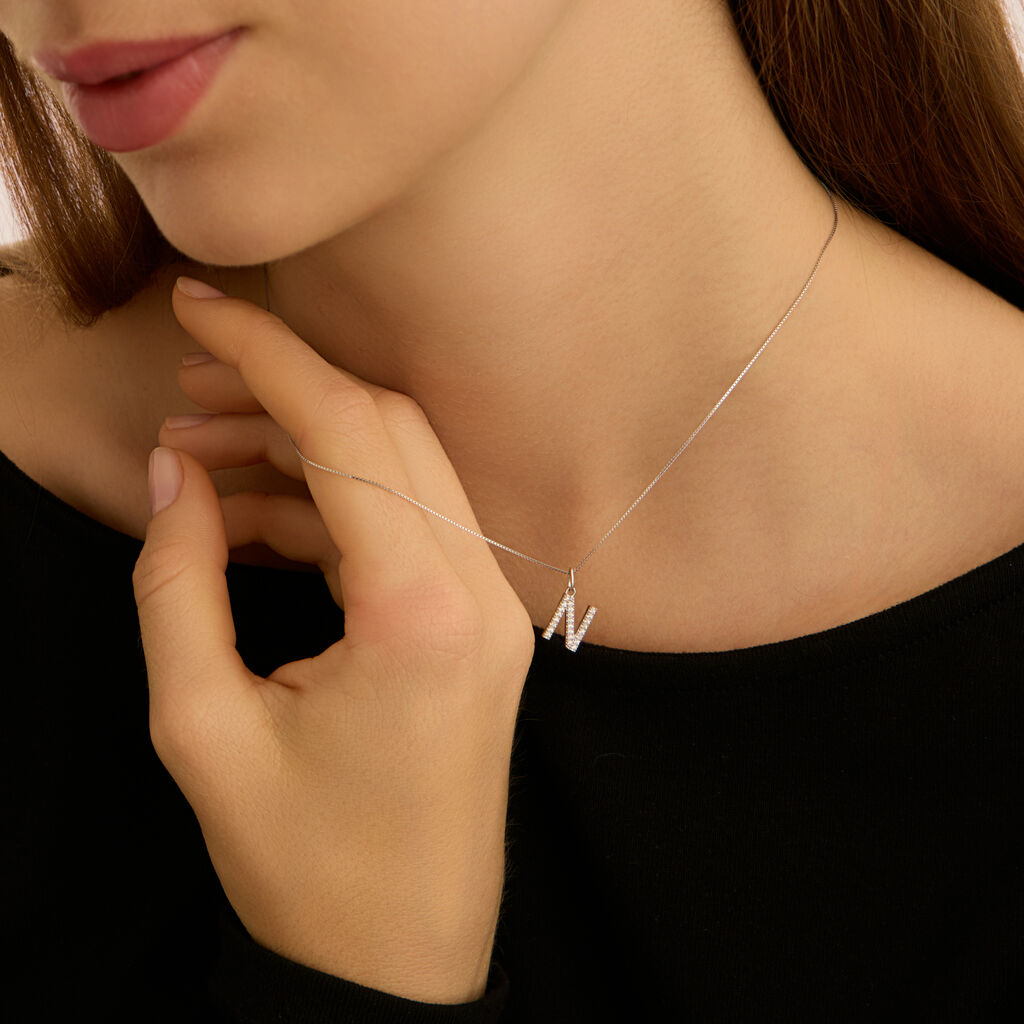 Pendente Poème Oro Bianco Cubic Zirconia - Ciondoli Donna | Stroili