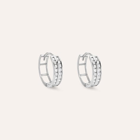 Orecchini A Cerchio Toujours Oro Bianco Cubic Zirconia - Orecchini a Cerchio Donna | Stroili