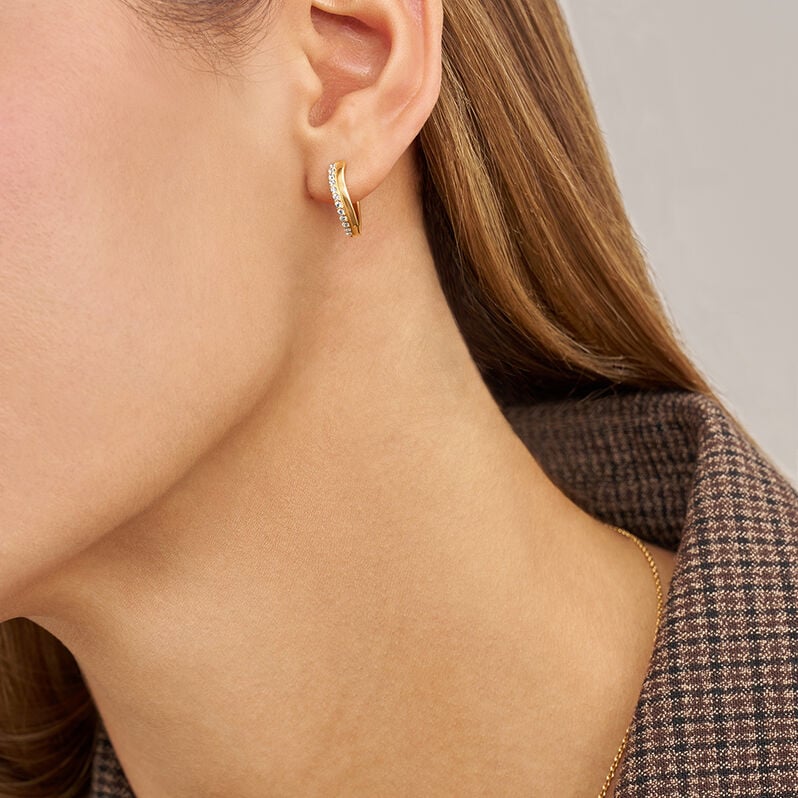 Orecchini A Cerchio Desideria Argento Nobile Dorato Cubic Zirconia - Orecchini a Cerchio Donna | Stroili