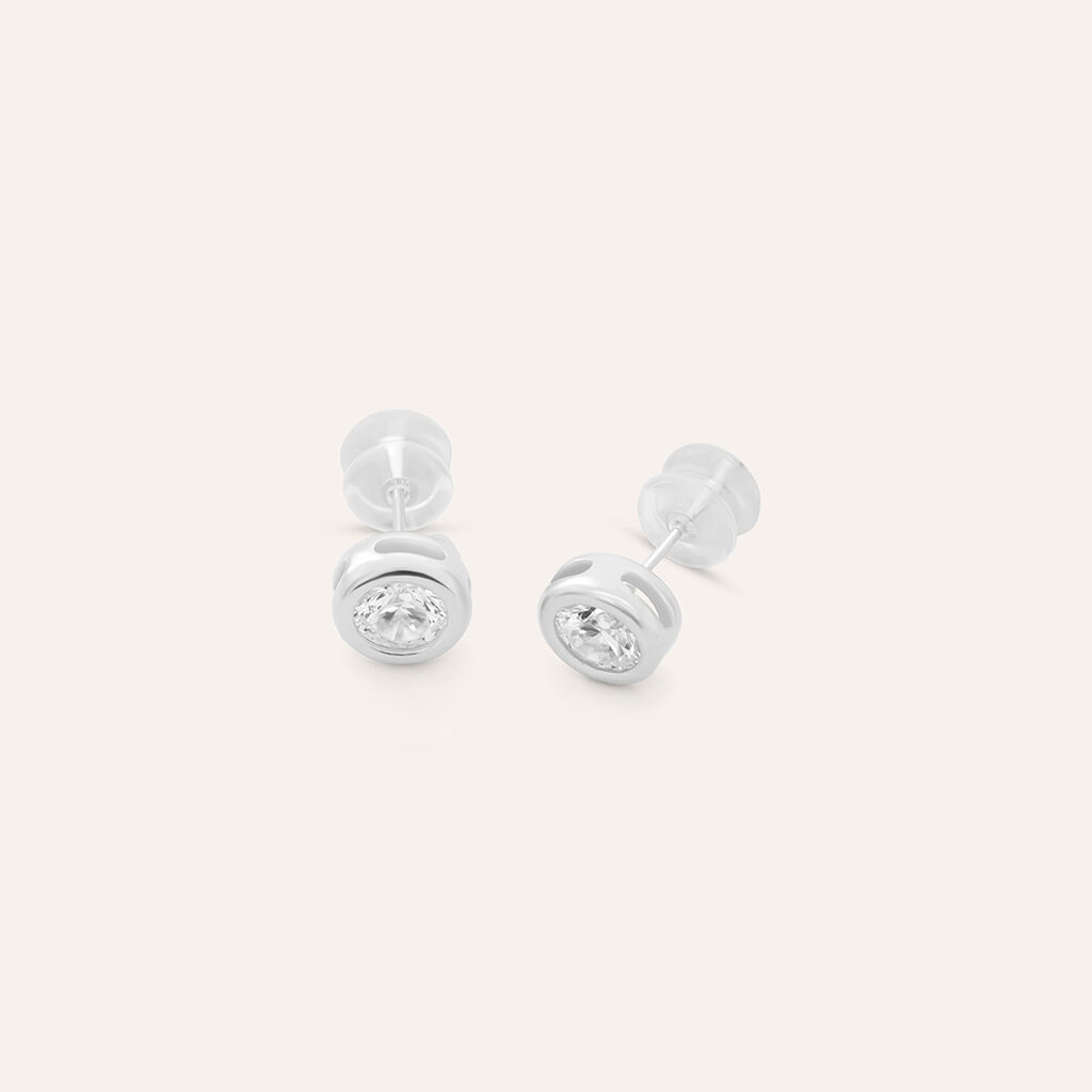 Orecchini Lobo Punto Luce Claire Oro Bianco Cubic Zirconia - Orecchini a Lobo Donna | Stroili