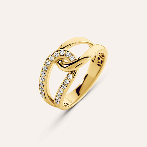 Anello Fantasia Desideria Argento Nobile Dorato Cubic Zirconia - Anelli con Pietre Donna | Stroili