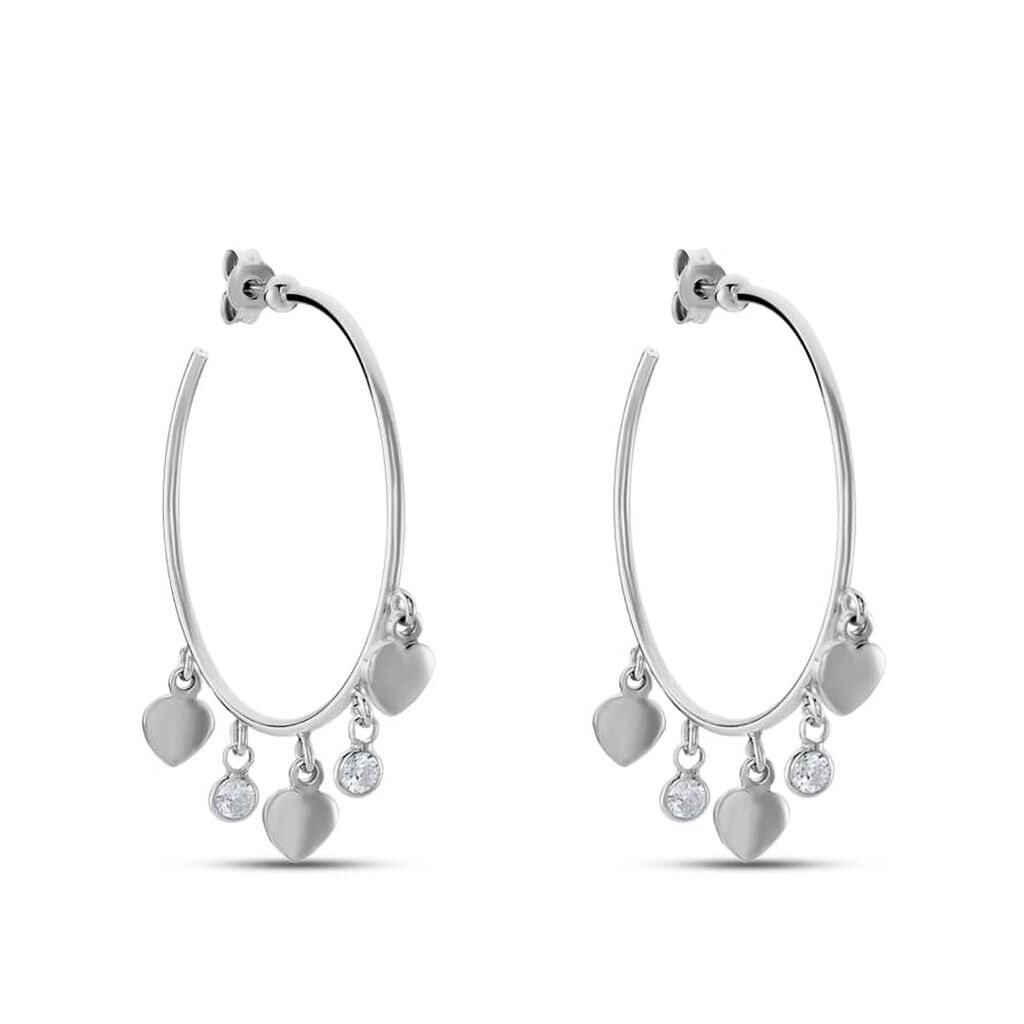 Orecchini A Cerchio Silver Collection Argento Bianco Cubic Zirconia