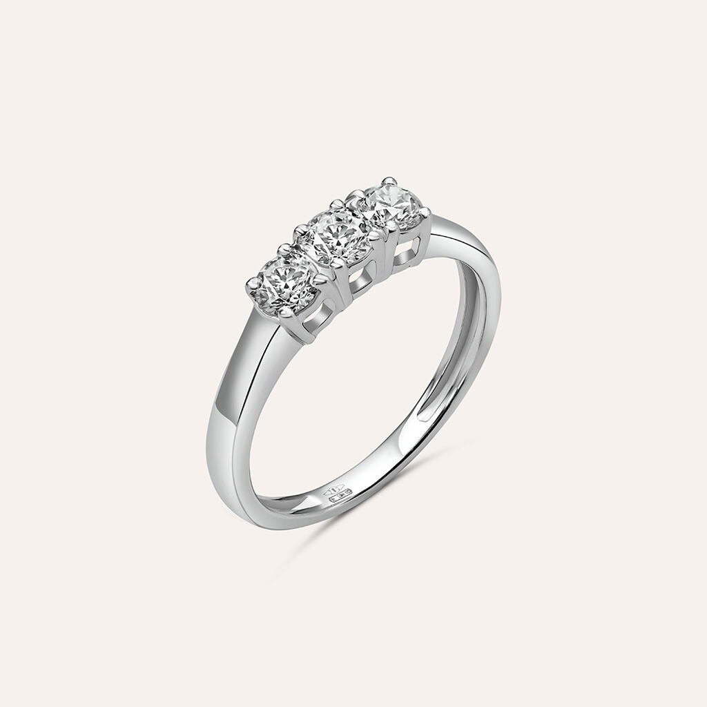 Anello Trilogy Diamade Oro Bianco Diamante Lab-Grown - Anelli con Pietre Donna | Stroili