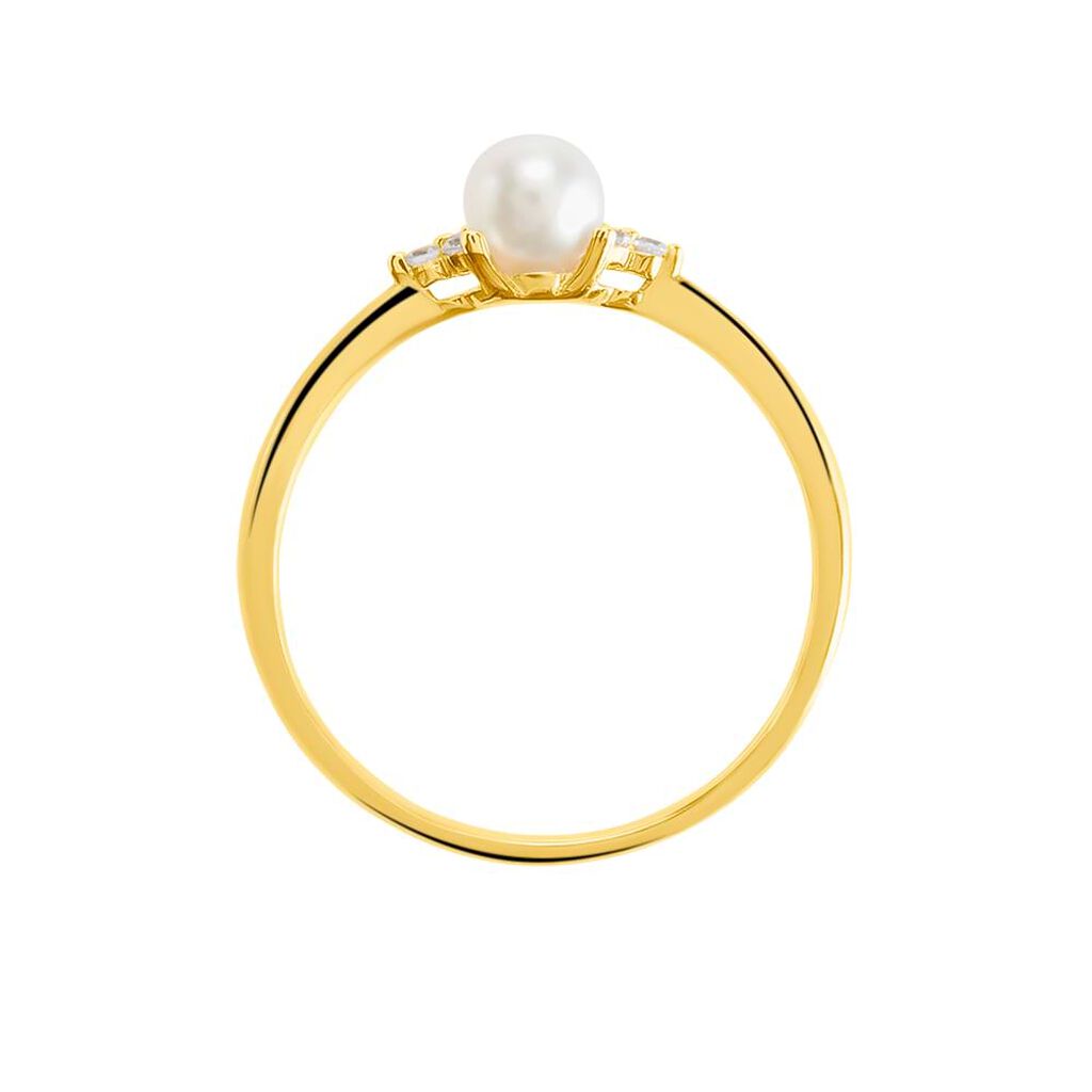 Anello Solitario Gabrielle Oro Giallo Perla D'Acqua Dolce Cubic Zirconia - Anelli con Pietre Donna | Stroili