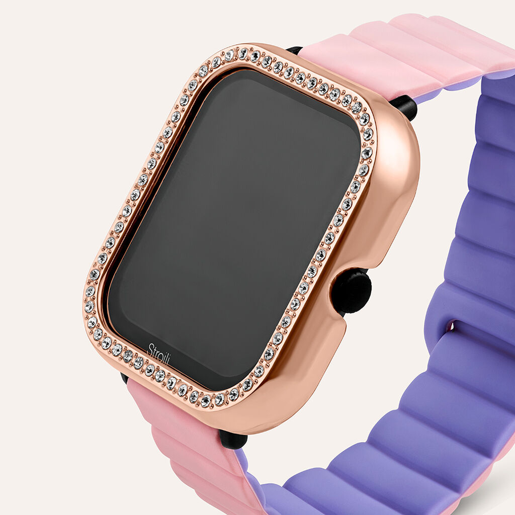 Cover in Plastica Rosata con Cristalli Bianchi Compatibile con Stroili Smartwatch Square - Stroili Donna | Stroili