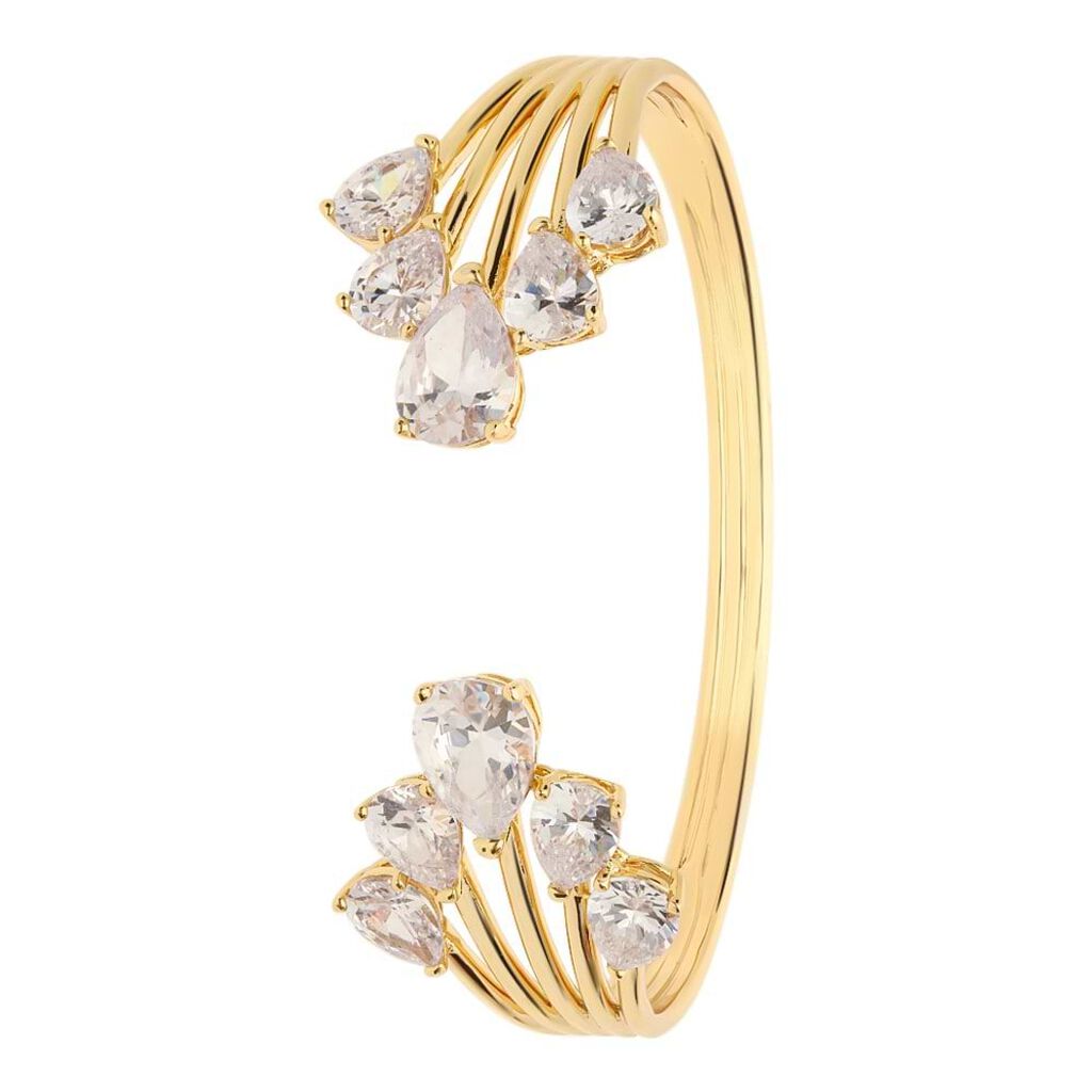 Bracciale rigido in ottone dorato con zirconi - Bracciali Donna | Stroili